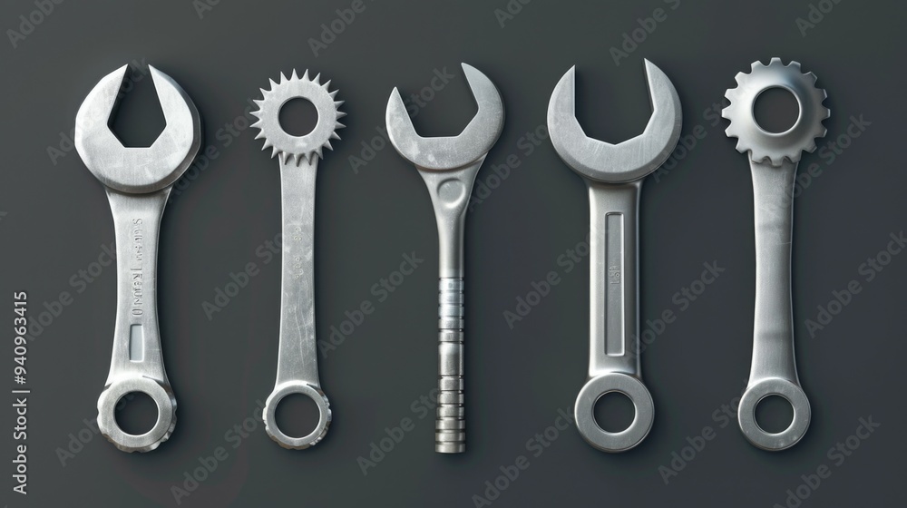 Poster a collection of wrenches arranged neatly on a flat surface