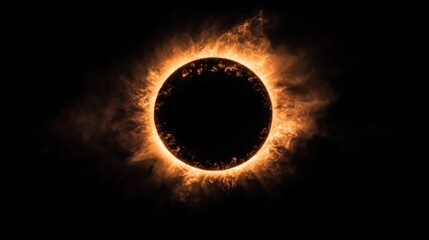 Obraz premium A breathtaking solar eclipse reveals a fiery corona as the moon completely obscures the sun in a dramatic display of nature