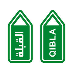 Qibla Direction Icon Set, Editable and Scalable Vector Signs for Mosque and Prayer Room Design, Isolated on White Background, Ideal for Islamic Digital Designs, Wayfinding and Religious Spaces