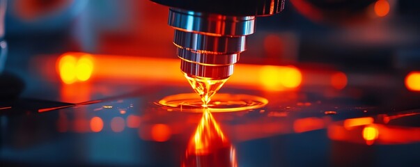 High-quality close-up of a laser cutting machine in action, showcasing precision and advanced technology in manufacturing.