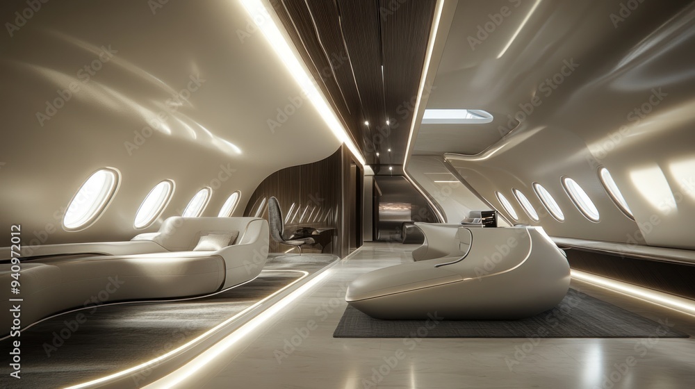 Sticker Modern Futuristic Private Jet Interior Design