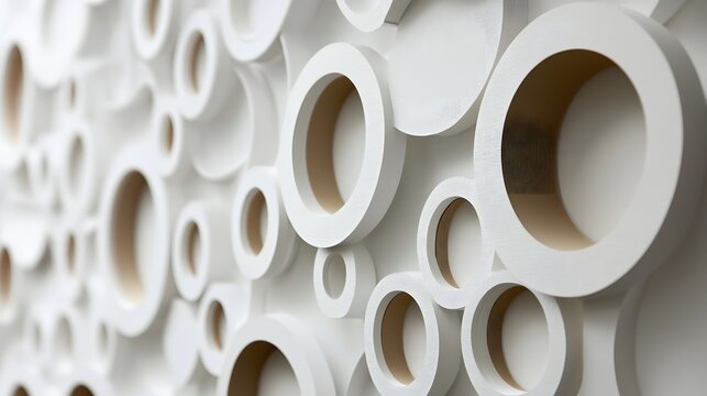 46. Contemporary 3D wall art with circle paper cutouts in a staggered, layered design