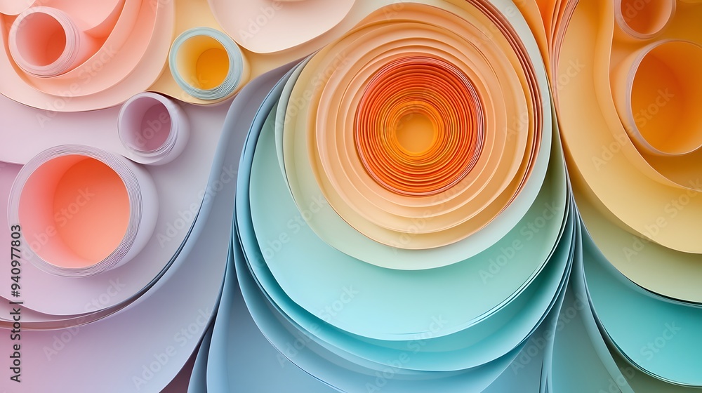 Poster 47. abstract 3d wall art featuring concentric circle paper cutouts in a gradient layout