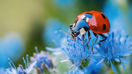 Fototapeta premium Ladybug on a Blue Flower