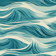 Fototapeta premium Abstract Flowing Wave Pattern T-shirt Design with Layered Shades of Blue and Teal, Creating a Dynamic and Smooth Visual Effect, Perfect for Lovers of Minimalism and Fluid Aesthetics in Fashion.