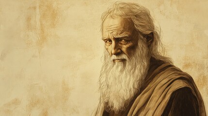 Fototapeta premium Job’s Plea for Justice - Biblical Illustration of Longing for a Fair Trial to Present His Case Before God, Beige Background