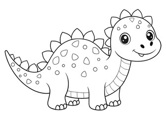 Naklejka premium Hand drawn kawaii coloring book with Dinosaur AI generated