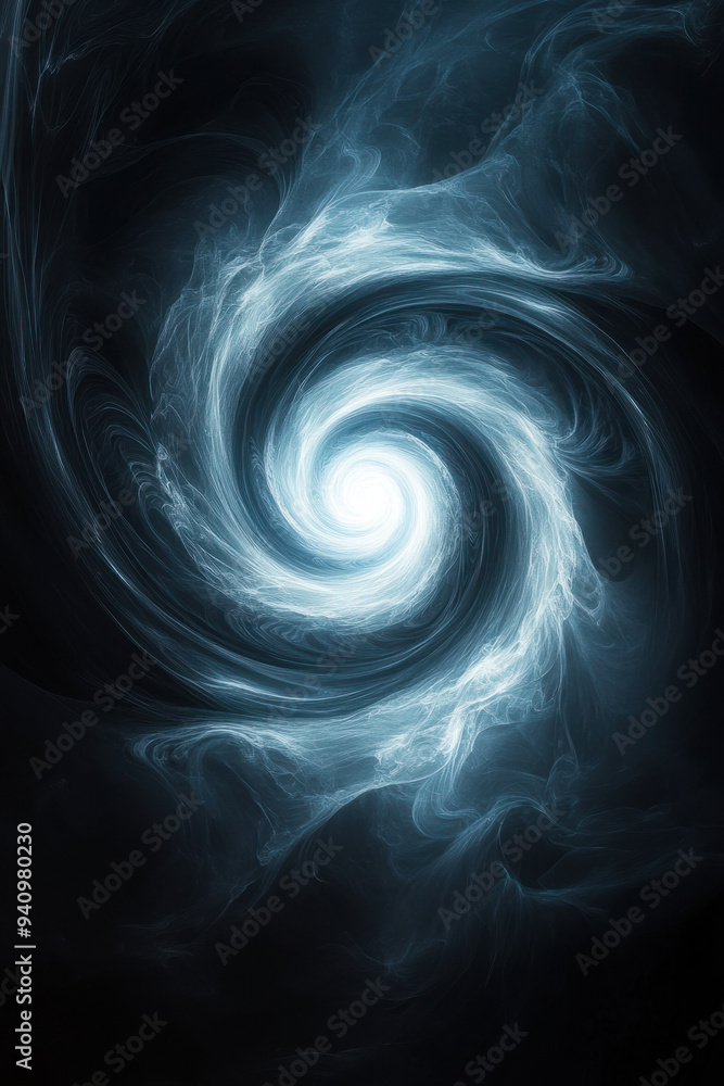 Poster light swirl, a beautiful, swirling light spiral against a dark background, creating a stunning visua