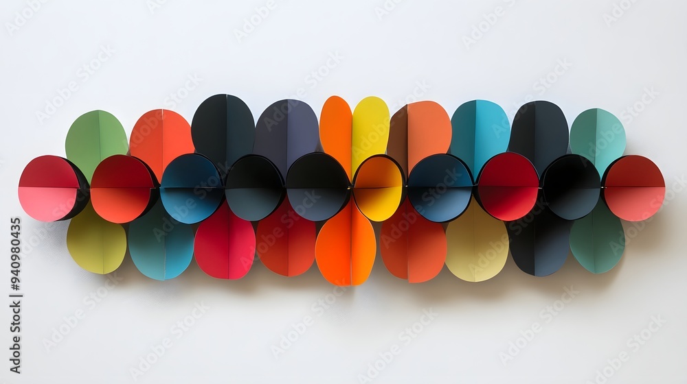 Aufkleber 50. abstract 3d wall art of floating circle paper cutouts arranged in a symmetrical pattern