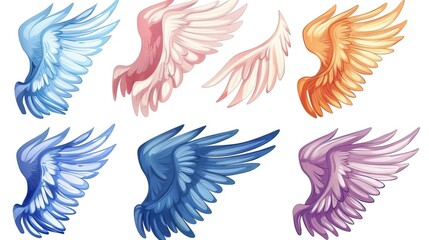 Obraz premium Illustration of wings collection set