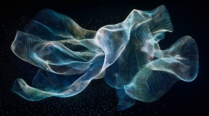 Obraz premium Flowing Light Trails Abstract Design on Black