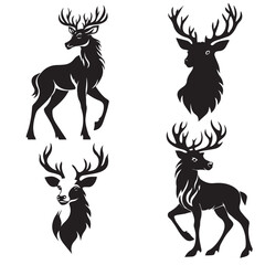 deer silhouette - vector illustration