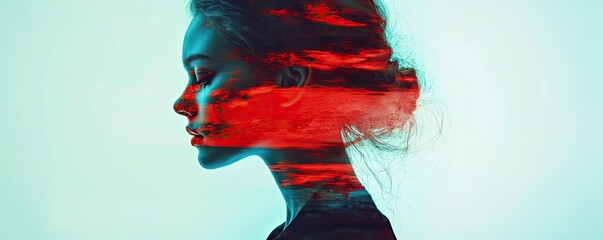 A creative blend of human profile and abstract colors, evoking emotions and thoughts about identity and nature.