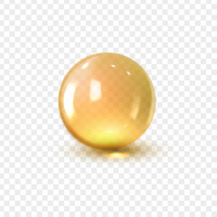 3d vector illustration of a golden shiny ball on a transparent background