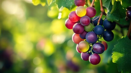 Ripe Grapes Hanging From Vine