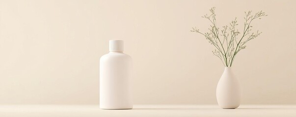 Hair treatment bottle with a sleek, stylish design, modern packaging, elegant beauty