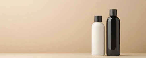 Hair treatment bottle with sleek, modern design, elegant packaging, hair care beauty