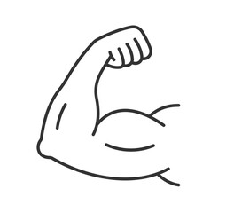 Muscle arm icon. Muscular arm logo. Flexing biceps symbol. Vector