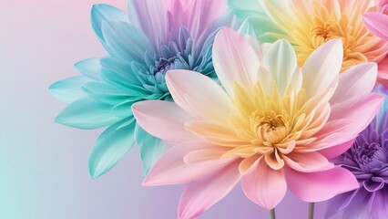 Obraz premium a colorful flower with the word flower on it.