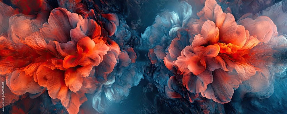 Aufkleber stunning abstract artwork featuring vibrant clouds of red and blue, creating a dynamic and captivati
