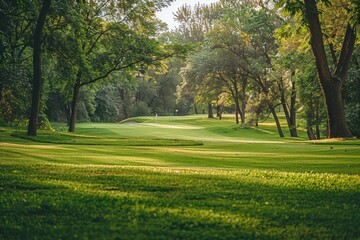 Obraz premium Golf Course in a Lush Green Forest