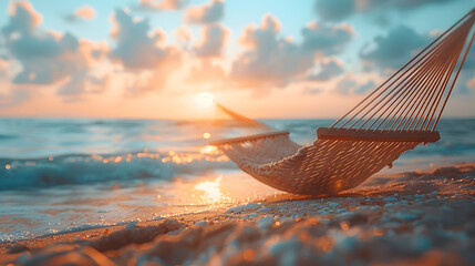 Sea background as a beach hammock or hammock in summer and relaxing scene with white sand