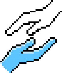 Obraz premium Charity icon. Pixel style. Hand symbol.