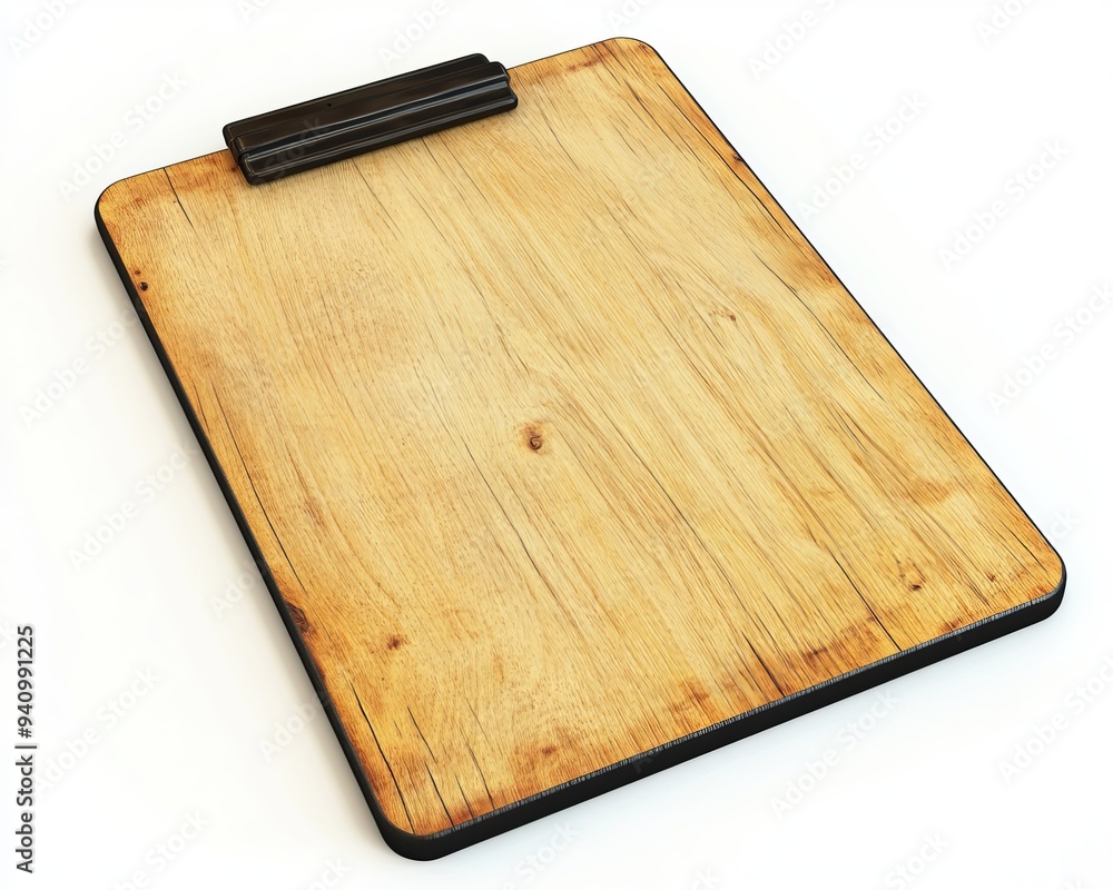 Poster the rubber elastic band wood menu board is used as a mock-up and branding template in 3d.