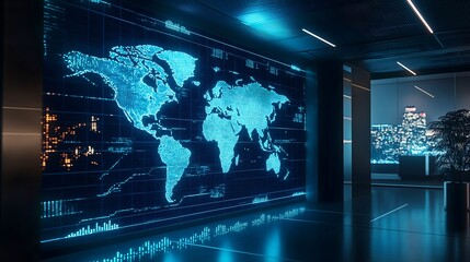 Glowing World Map Data Visualization