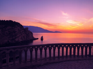 Rock sail at the yalta crimea during sunset