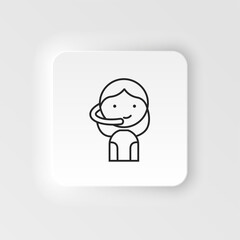 Gamer, girl, avatar, retro neumorphic style vector icon. Neumorphism style. Gamer girl avatar retro neumorphic style vector icon. Neumorphism style on white background.