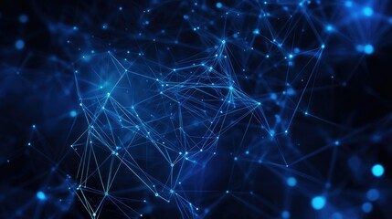 Abstract dark blue technical background. Technology background with line and dot particles surface