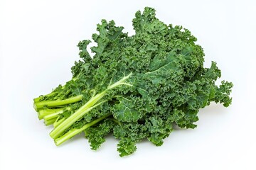 Fototapeta premium A bunch of fresh kale leaves, showcasing their vibrant green color and curly texture.