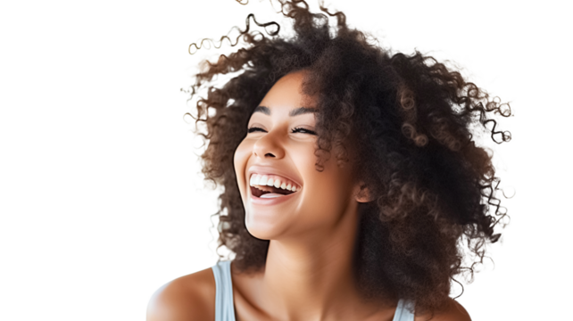Beautiful african american girl smiling on transparent background PNG.