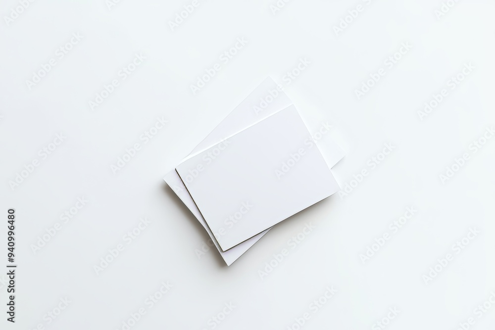 Poster an empty white clean square business card and postcard mockup template to be displayed on a desktop 