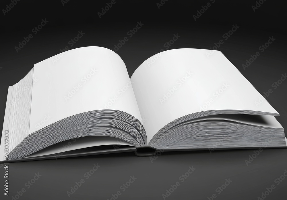 Poster cover and open magazine mockup on gray. empty brochure template. 3d rendering