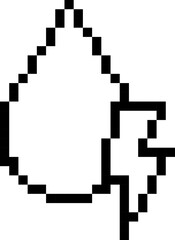 Water drop icon. Lighting symbol. Pixel style.