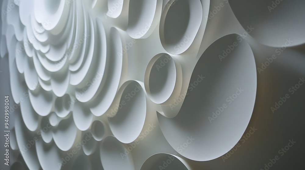 Aufkleber 13. abstract 3d wall art with concentric circle paper cutouts casting dynamic shadows