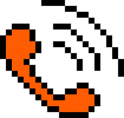Phone icon. Communication symbol. Pixel style.