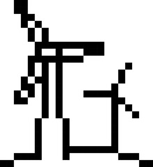 Wind turbine symbol. Green energy. Pixel style.