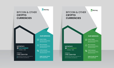 Cryptocurrency flyer design template. crypto Trading event poster
