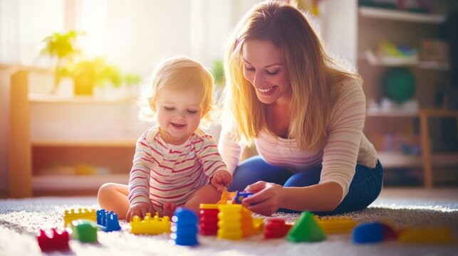 Babysitter service professional providing child care in a safe and happy home.