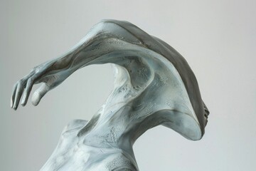 Naklejka premium Detailed close-up of a man's hand set against a white backdrop, highlighting the texture and shape of the fingers, Curved arms with flowing, organic movements, AI generated