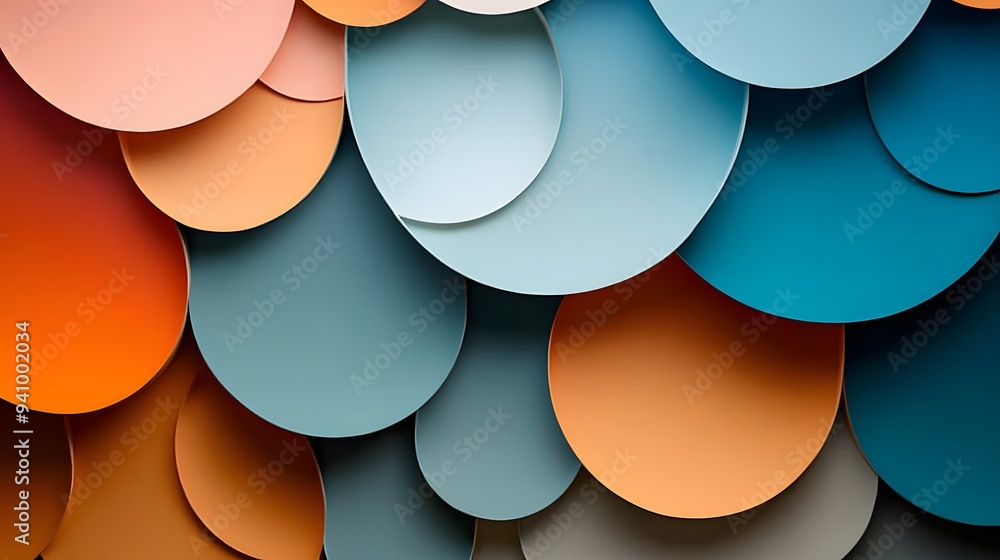 Poster 18. abstract 3d wall art featuring overlapping circle paper cutouts in a gradient of colors