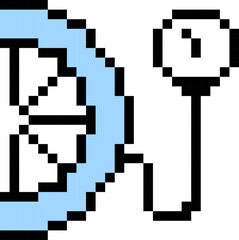 Fototapeta premium Tire pressure icon. Pixel style.