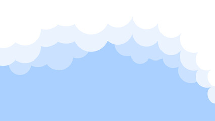 White Cloud Border Paper Art style on blue background