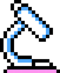 Microscope icon. Laboratory symbol. Pixel style.