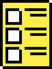 Document icon. Checklist symbol. Pixel style.