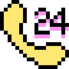 Phone support icon. Pixel style.