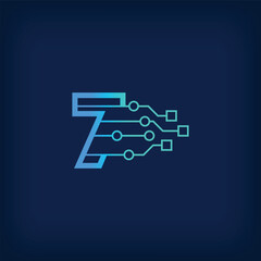 Unique digital 7 number sign logo. Creative corporate technical, digital and connection logo template. vector